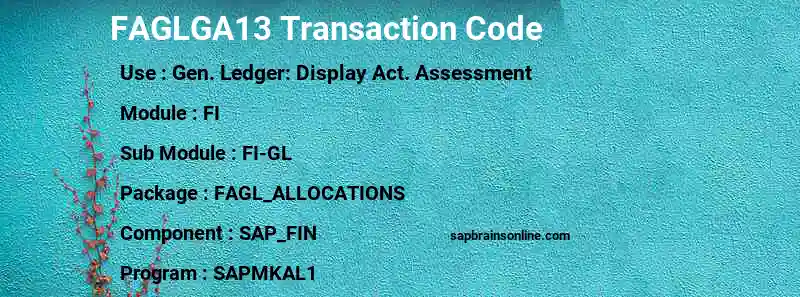 SAP FAGLGA13 transaction code