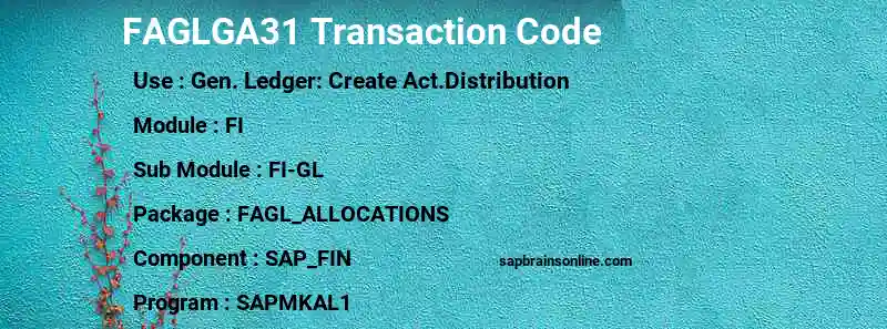 SAP FAGLGA31 transaction code