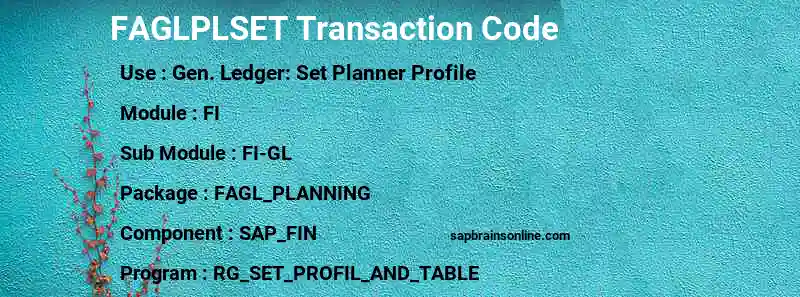 SAP FAGLPLSET transaction code