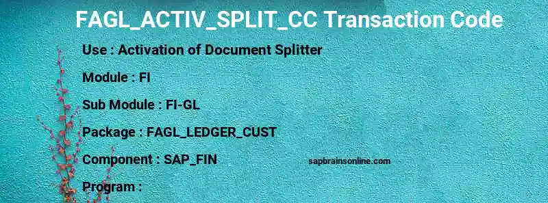 SAP FAGL_ACTIV_SPLIT_CC transaction code