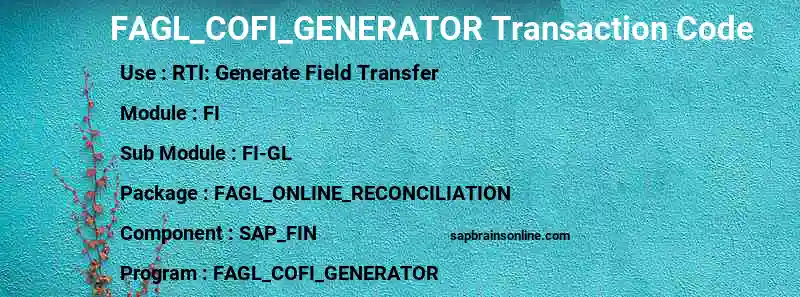 SAP FAGL_COFI_GENERATOR transaction code