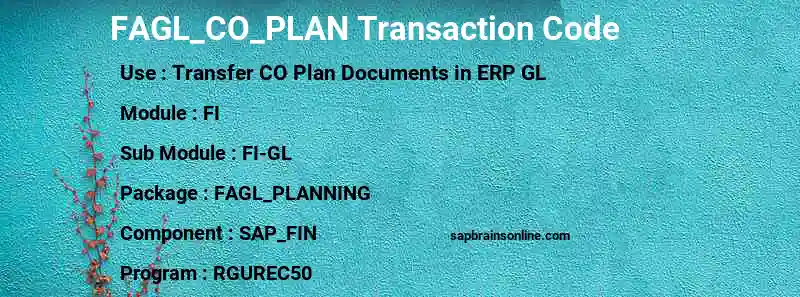 SAP FAGL_CO_PLAN transaction code