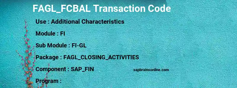 SAP FAGL_FCBAL transaction code