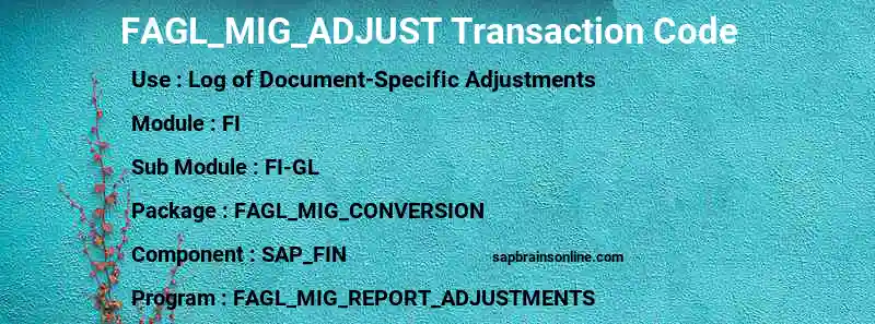 SAP FAGL_MIG_ADJUST transaction code
