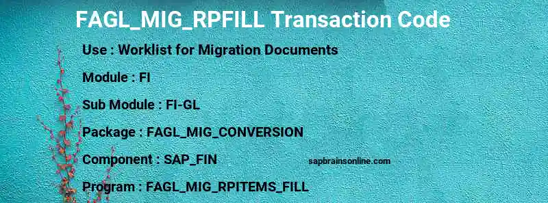 SAP FAGL_MIG_RPFILL transaction code