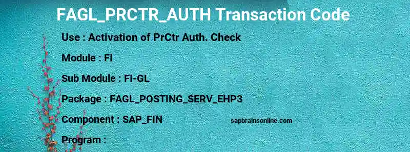 SAP FAGL_PRCTR_AUTH transaction code