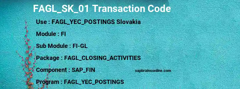 SAP FAGL_SK_01 transaction code