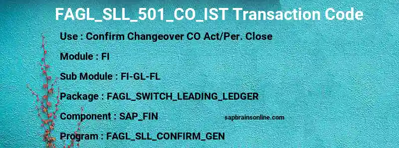 SAP FAGL_SLL_501_CO_IST transaction code