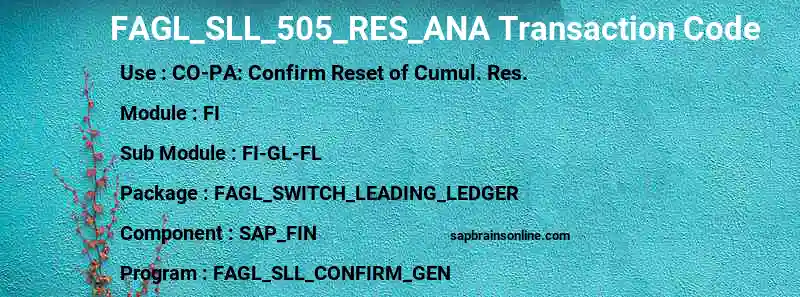 SAP FAGL_SLL_505_RES_ANA transaction code