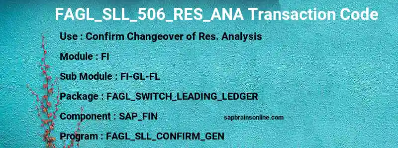 SAP FAGL_SLL_506_RES_ANA transaction code
