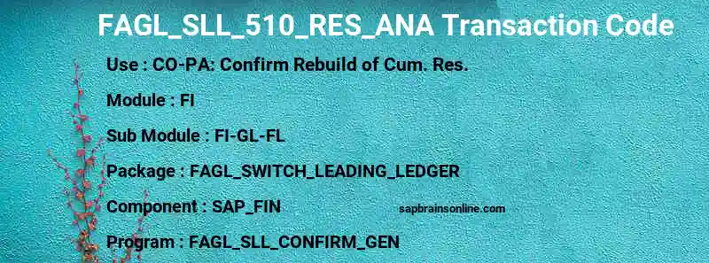 SAP FAGL_SLL_510_RES_ANA transaction code