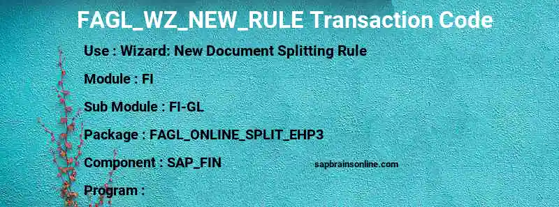 SAP FAGL_WZ_NEW_RULE transaction code