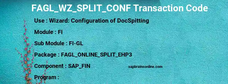 SAP FAGL_WZ_SPLIT_CONF transaction code