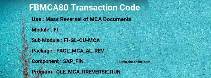SAP FBMCA80 transaction code