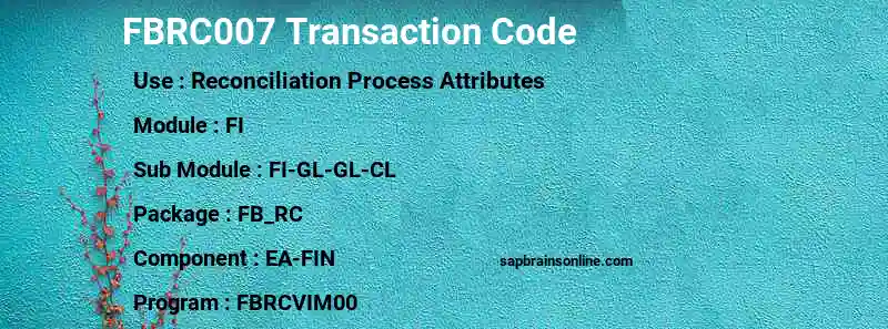 SAP FBRC007 transaction code