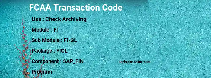 SAP FCAA transaction code