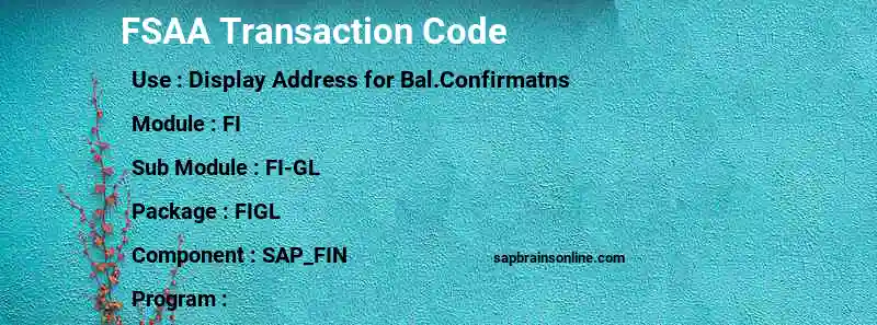 SAP FSAA transaction code