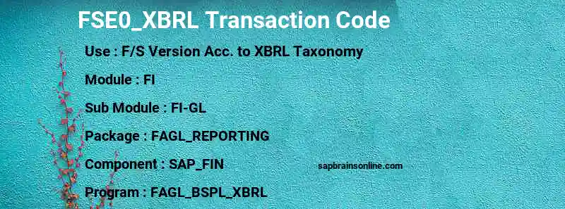 SAP FSE0_XBRL transaction code