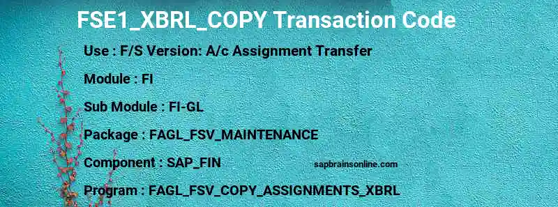 SAP FSE1_XBRL_COPY transaction code