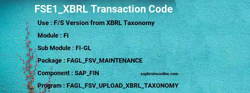 SAP FSE1_XBRL transaction code