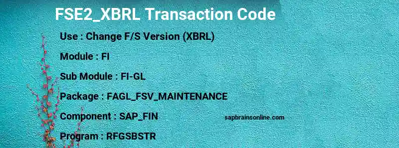 SAP FSE2_XBRL transaction code