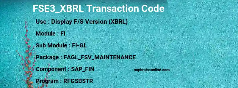 SAP FSE3_XBRL transaction code