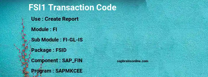 SAP FSI1 transaction code
