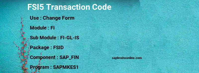 SAP FSI5 transaction code