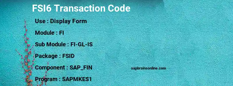 SAP FSI6 transaction code