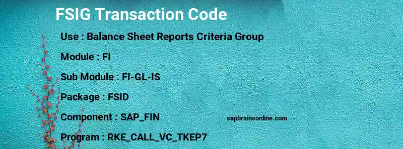 SAP FSIG transaction code