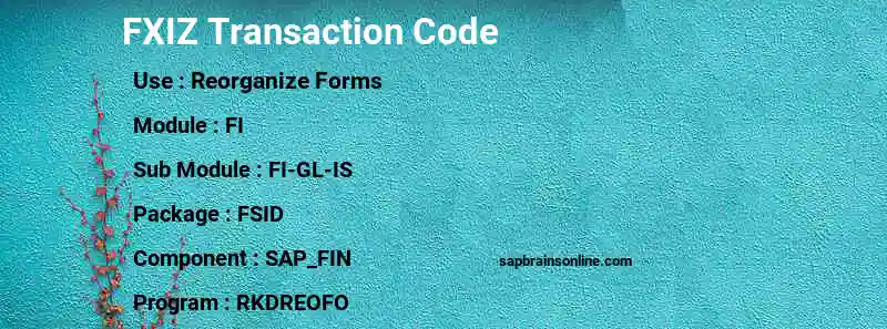 SAP FXIZ transaction code