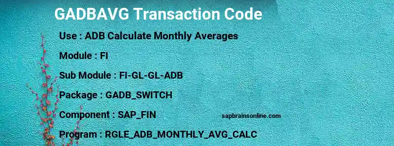 SAP GADBAVG transaction code