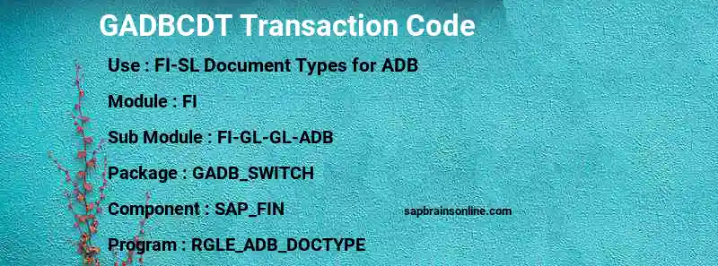 SAP GADBCDT transaction code