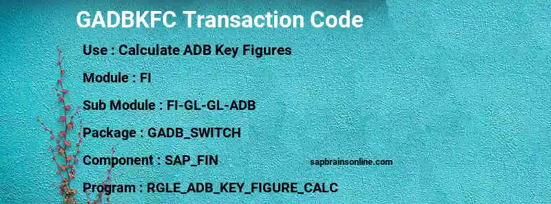 SAP GADBKFC transaction code