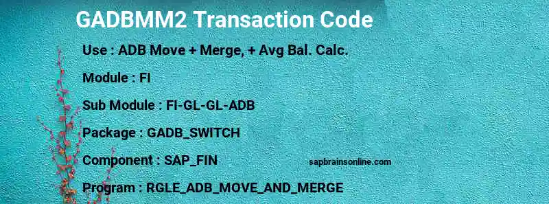 SAP GADBMM2 transaction code