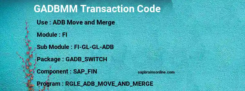 SAP GADBMM transaction code