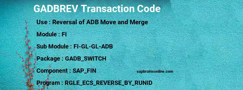 SAP GADBREV transaction code