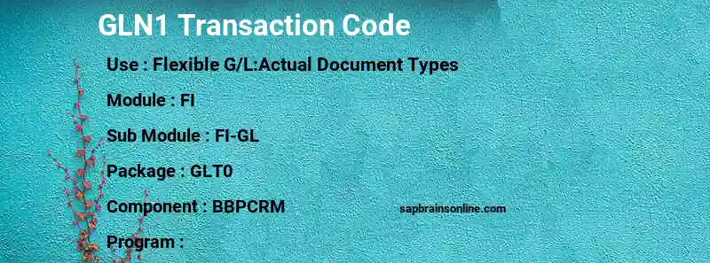 SAP GLN1 transaction code