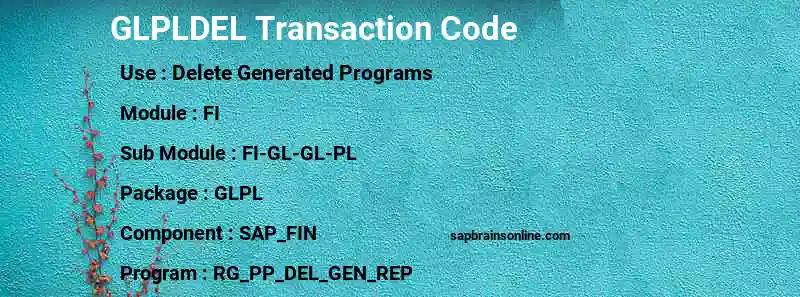SAP GLPLDEL transaction code
