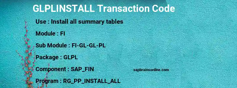 SAP GLPLINSTALL transaction code