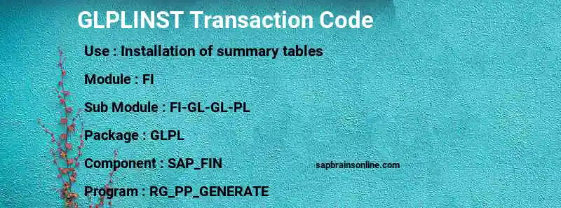SAP GLPLINST transaction code