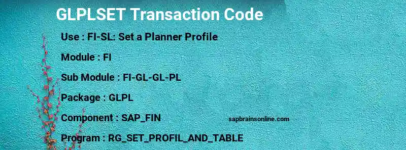 SAP GLPLSET transaction code