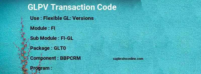 SAP GLPV transaction code