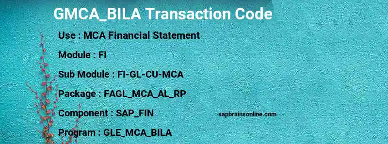 SAP GMCA_BILA transaction code