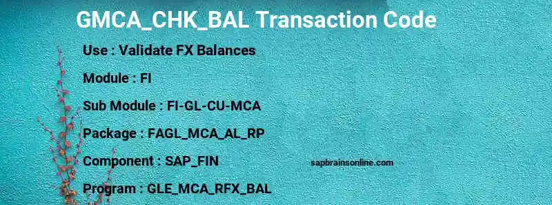 SAP GMCA_CHK_BAL transaction code