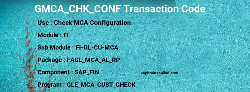 SAP GMCA_CHK_CONF transaction code