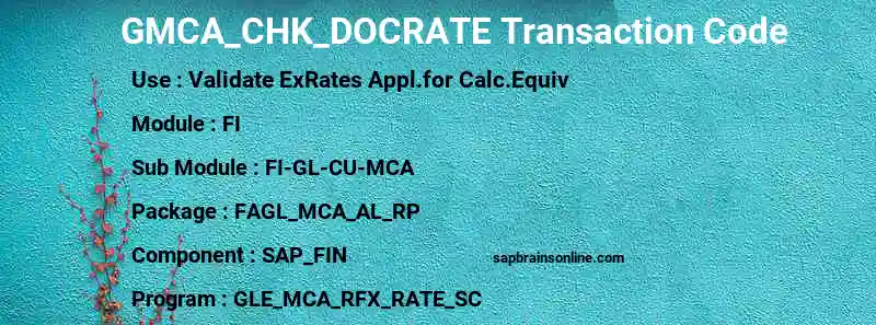 SAP GMCA_CHK_DOCRATE transaction code