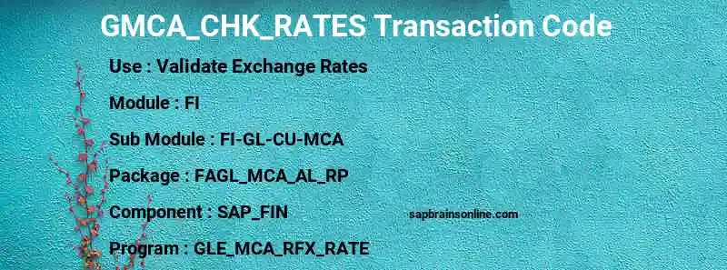 SAP GMCA_CHK_RATES transaction code
