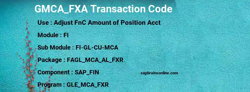SAP GMCA_FXA transaction code