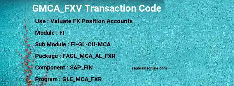 SAP GMCA_FXV transaction code